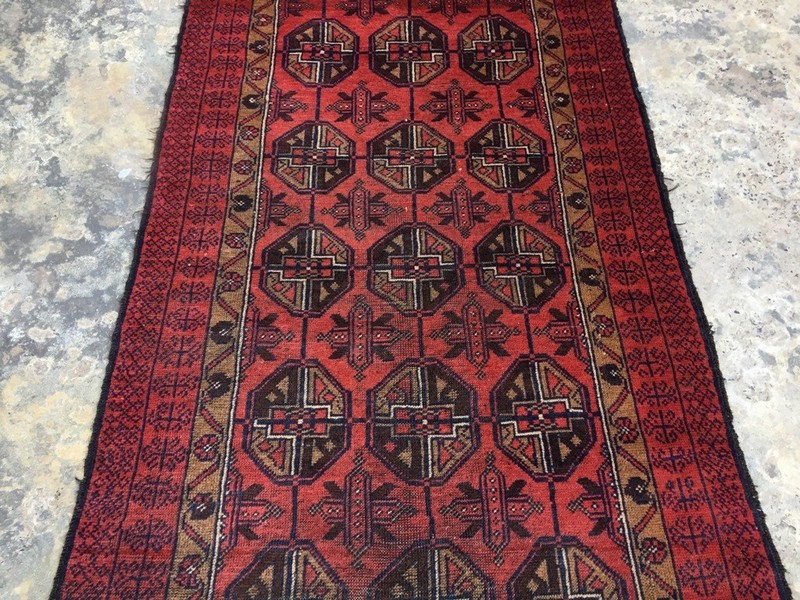 Vintage Afghan Rug: Hand-Knotted Wool, Felpa Design Area Rug 3x6 ft Free Ship gallery