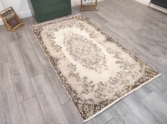 Beige Area Rug, Living Room Rug, Handmade Area Rug, Office Rug, 3.7 x 6.7 ft