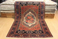 Antique BAKHTIARI RUG, 7′ X 5′ Rust, Orange, matches Heriz, Serapi, Farahan Rug