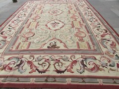 Vintage Hand Made French Design Wool Green Brown Original Aubusson 427X306cm