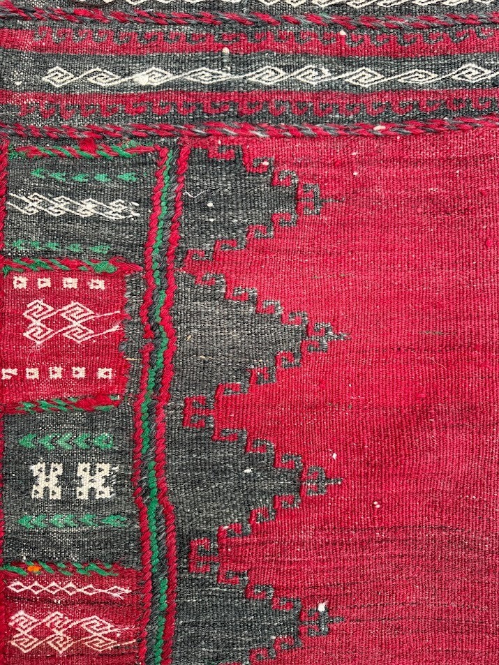 3'4 x 3'4 Handmade Wool Square Afghan Sofra Kilim/Cicim Rug