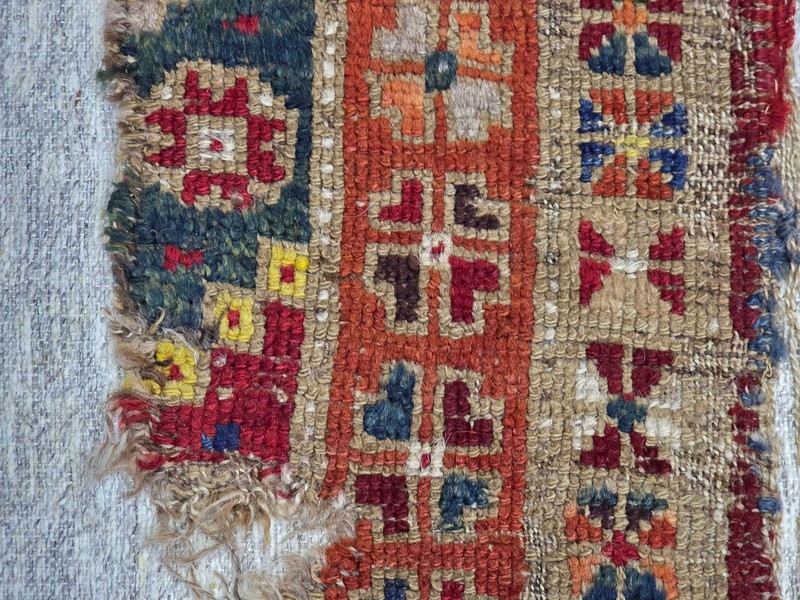 Turkish Tribal Fragment Carpet, Antique Wool Rug, Old Textile Home Decor Rug gallery