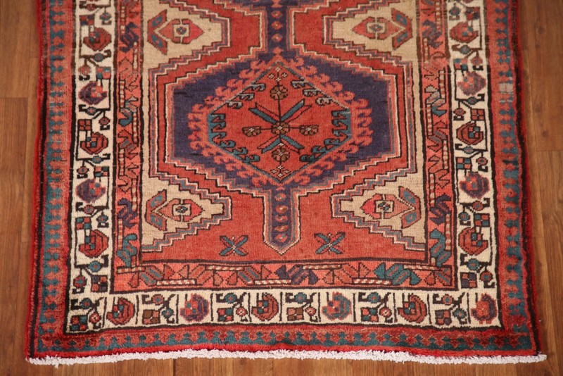 Handmade Wool Rust Red Runner Rug 4x10 Vintage Tribal Traditional Hallway Carpet gallery