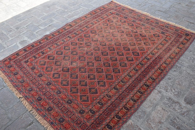 4'10 x 6'6 Hand knotted vintage afghan tribal moshvani area rug, Afghan wool rug gallery