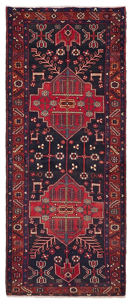 3'8" x 9'4" Vintage Hand-knotted Runner Rug Traditional Oriental Wool Carpet