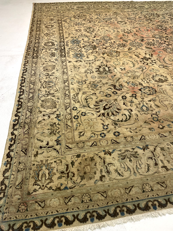 Antique Oriental Hand-Knotted Wool Area Rug Beige/Green/Brown 10'3" x 13'4" gallery
