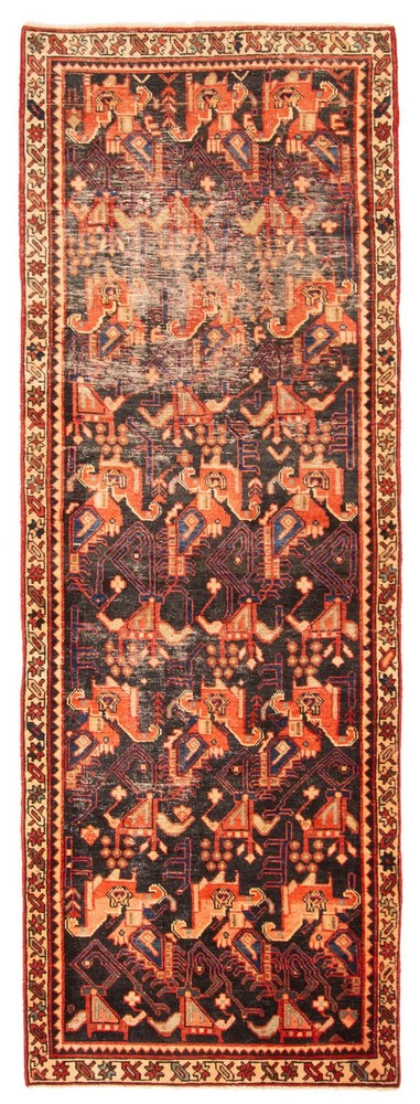 3'5" x 9'11" Vintage Hand-knotted Runner Rug Traditional Oriental Wool Carpet