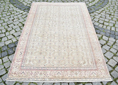 Turkish Rug 53” x 83” Vintage Muted Dye Kayseri Rug Hand-knotted Wool Rug