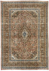 Distressed 6X9 Vintage Wool Oriental Rug Muted Brown Floral Farmhouse Carpet