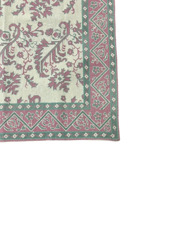 Vintage Rug Wall Hanging Hand Knotted Wool Area Rug Floral Cottagecore Farmhouse gallery