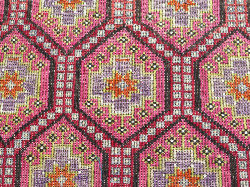 Area Rug, Boho Rug, Handmade Rug, Turkish Kilim, Embroidery Stars Rug 79"x112" gallery