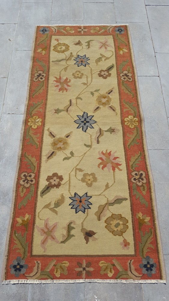 Antique Long Scandinavian Rug Handmade Kilim Carpet Rug Tropical Gargen Rug Xo