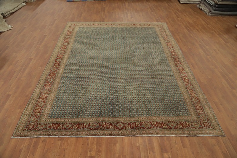 Antique Vegetable Dye Area Rug 9x11 Paisley Blue Wool Hand-made Classic Carpet gallery