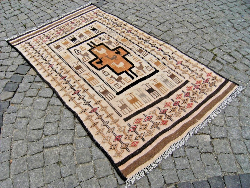 Vintage Moroccan Berber Traditional Hand Woven Kilim Rug 46'' X 76'' Area Rug