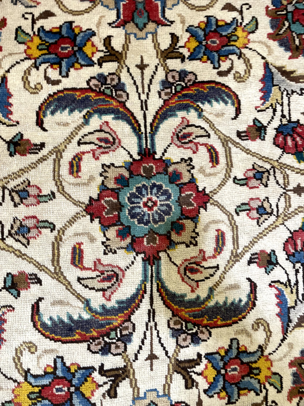 Antique Oriental Hand-Knotted Wool Area Rug Ivory/Red/Blue/Green 9'6" x 12'7" gallery