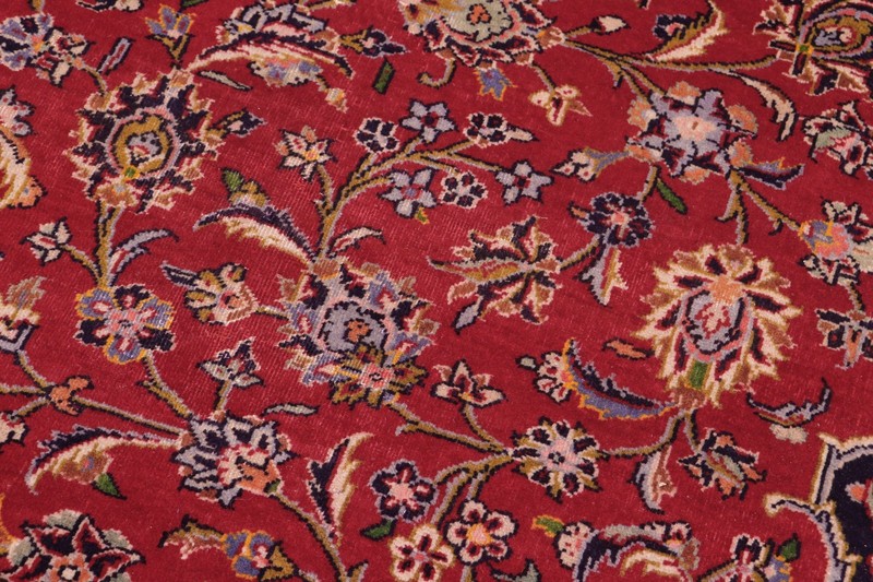 Vintage Red Wool Rug 10x14 Large Area Carpet 1960s Traditional gallery