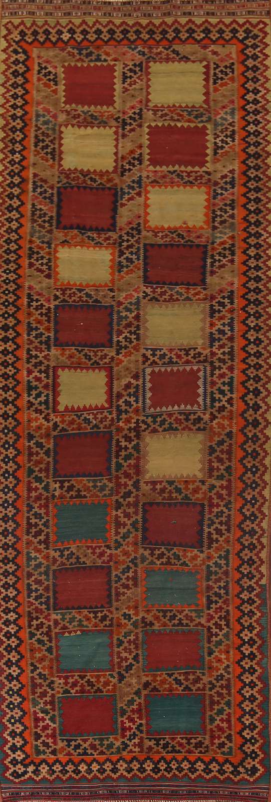 Semi-Antique Vegetable Dye Kilim Flat weave Reversible Long Runner Rug 5x16 gallery