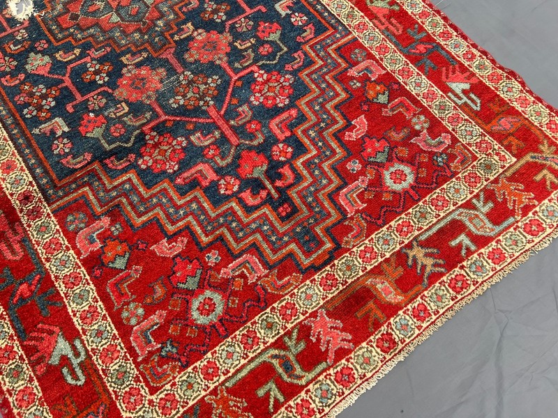 4'3" x 7'2" Antique Turkish Hand-Knotted Caucasian Geometric Rug, Rare Rug gallery