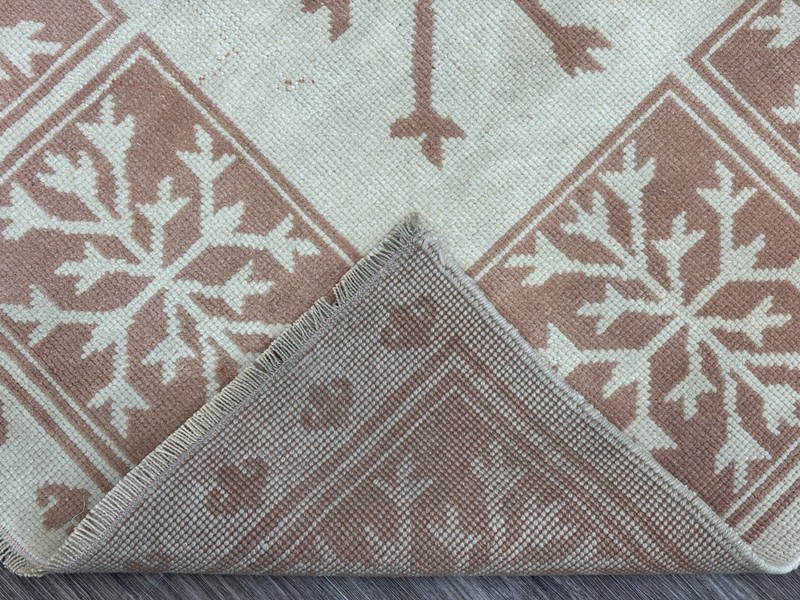 5x8 Tree of Life Vintage Turkish Area Rug, Handmade Cream & Pink Neutral Oushak gallery