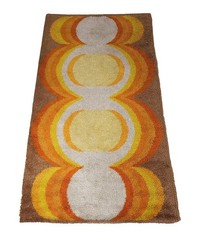 4 x 7 ft BESMER MALMÖ shag dralon wool Rug orange yellow vintage 70s Mid Century