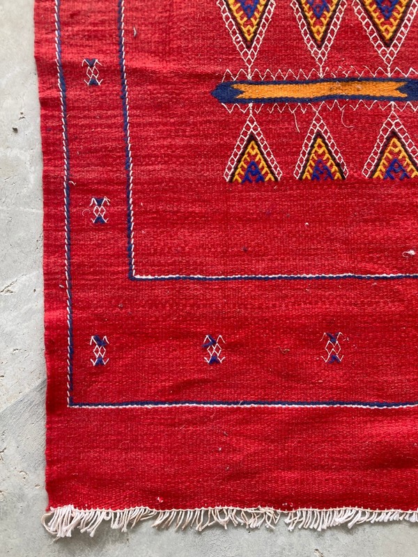 Vintage Traditional Handmade Moroccan Berber Wool Kilim Floor Rug 100x68 cm gallery
