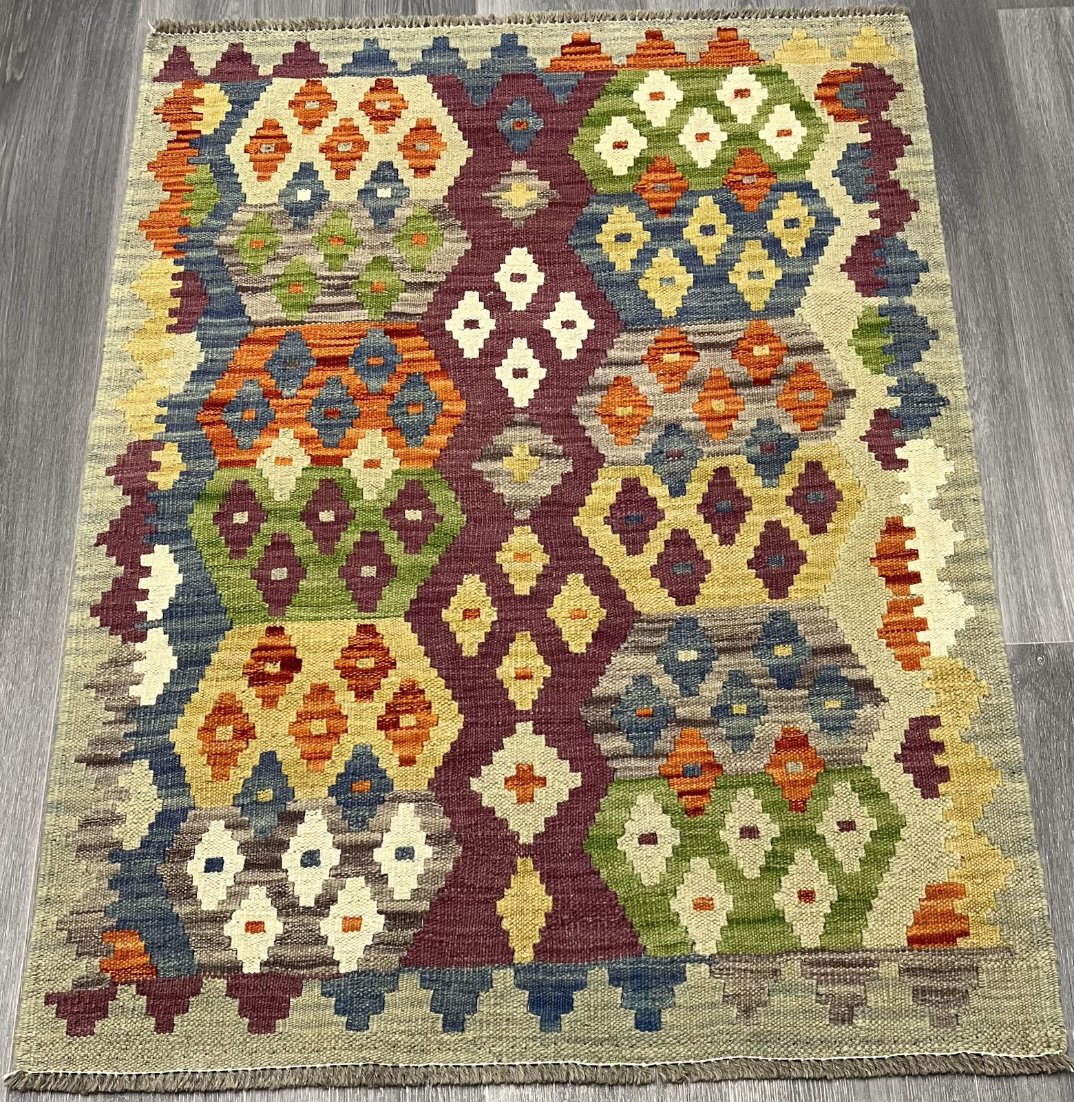 Vintage Kilim Traditional Hand Made Oriental Wool Kilim 3ft11inx2ft7i 120cmx90cm gallery