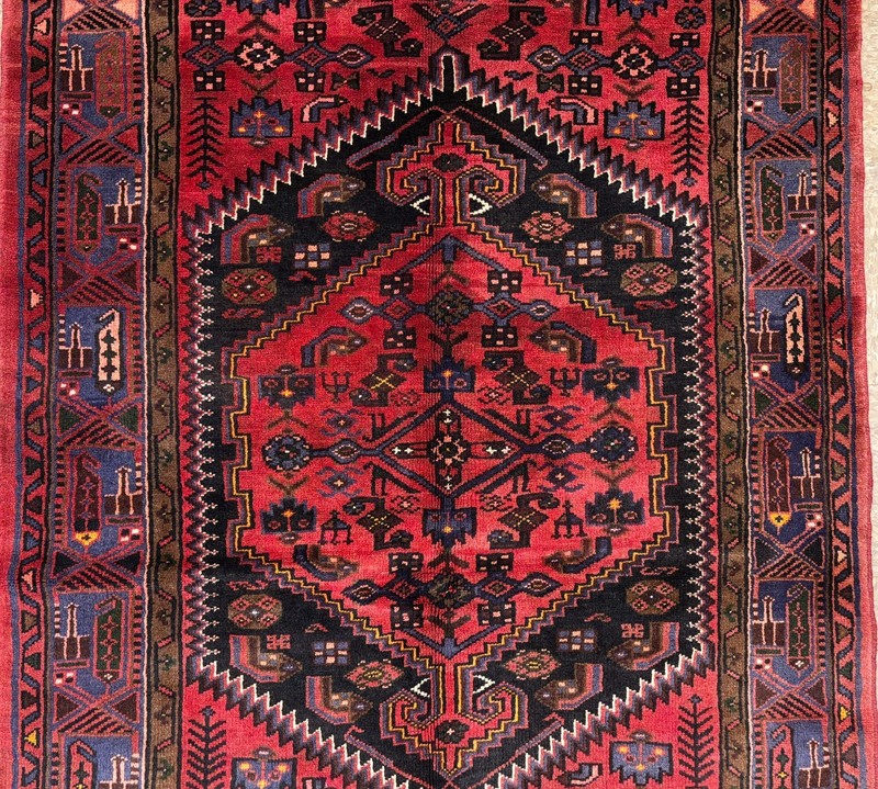 Vintage Zanjan Tribal Geometric Hand Knotted Wool Oriental Rug Black 5x7 Area gallery
