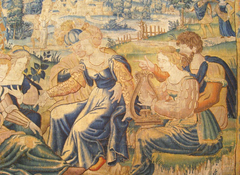 Antique 18th Century Flemish Mythological Tapestry, with The Greek Deity Apollo gallery