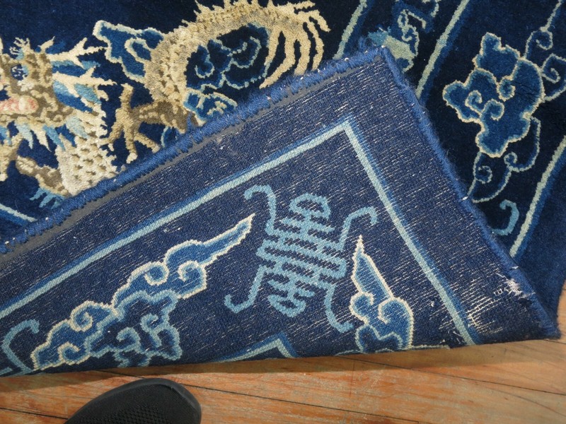 Antique Chinese Peking Dragon Rug Size 4'1''X6'1'' gallery