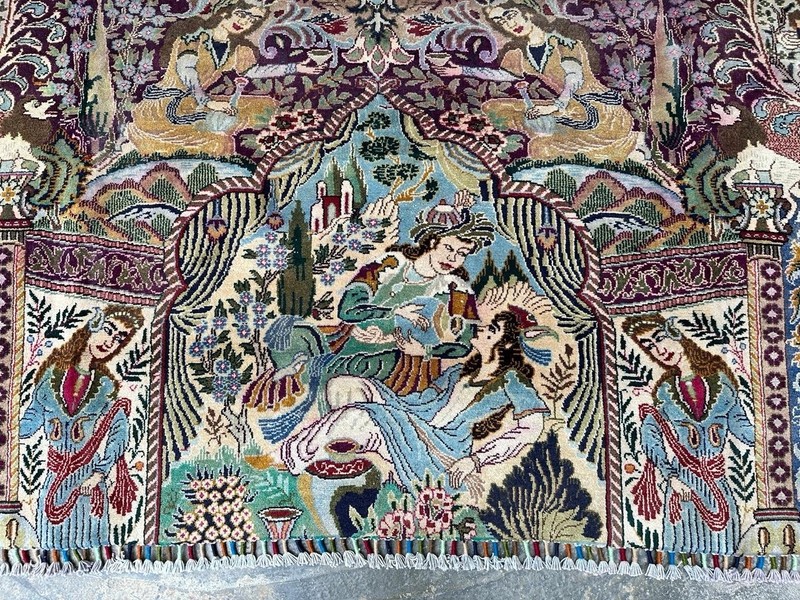 300 X 350 COLLECTORS’ ITEM Vintage Laila Majnun With Shigargah Kashmar Area Rug gallery