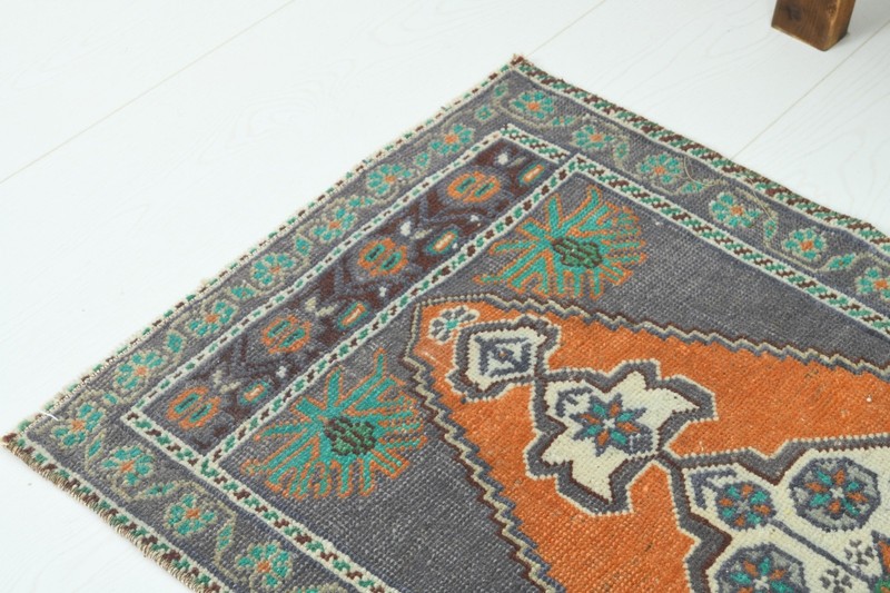 Turkish Door Mat Small Rug 2x4 Hand-Knotted Vintage Oushak Mini Rug Carpet,931 gallery