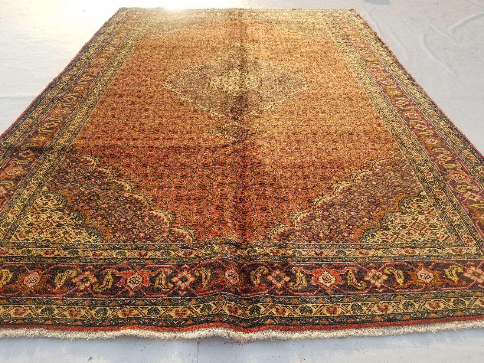 Vintage Distressed Hand Made Traditional Oriental Wool Multicolor Rug 288x194cm gallery