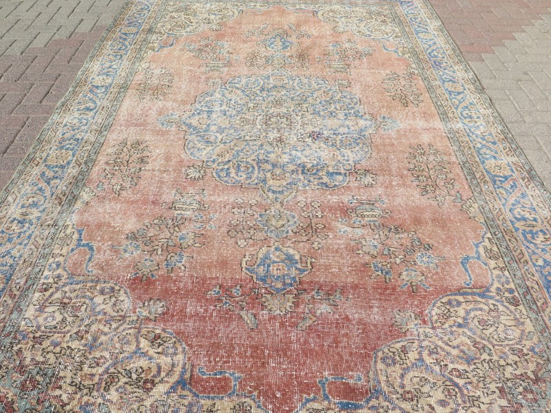 Oushak Carpet, Area Wool Rugs, Vintage Handmade Large Floor Carpet Rug 83"x132" gallery