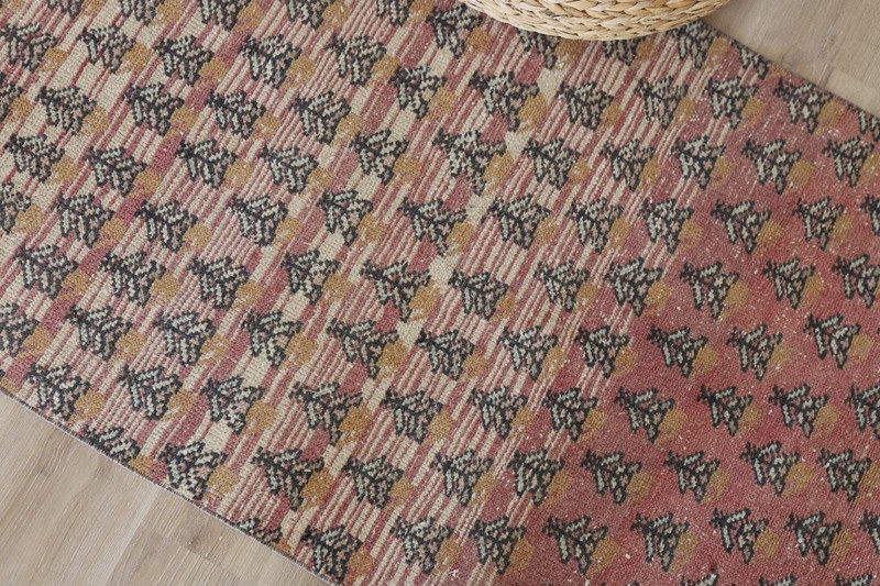 Vintage Turkish Runner 3x9, Handmade Wool Hallway Rug, Wool Anatolian Runner gallery