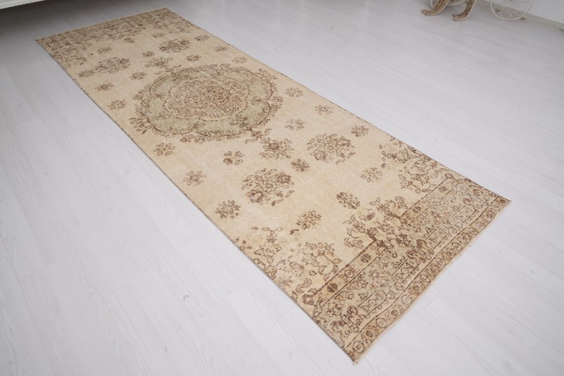 3x10 Turkish Runner Rug Handmade Oushak Vintage Neutral Wool Runner Carpet 516 gallery