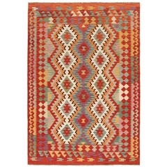 Kelim Afghan 238×167 cm Handwoven Oriental Carpet Rug Wool Red Kilim