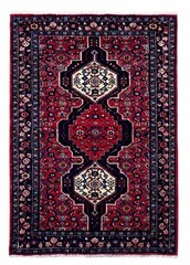 Vintage Hand Knotted Zanjan Wool Area Rug 4×7 Tribal Geometric Red Blue Oriental