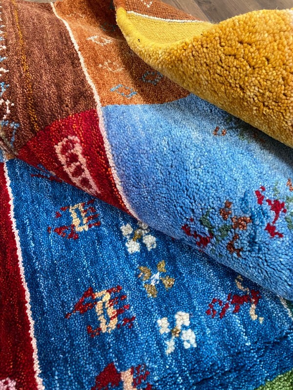 Handmade Nepalese Tibetan Area Rug, Quiltlike Checkerboard, Bright Colors 7'x9' gallery