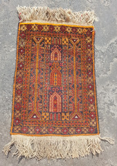 Vintage Hand Made Traditional Rug Oriental Wool Multicolor Carpet 64×47 cm