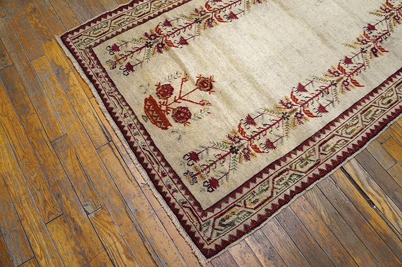 3'x5' Ivory Color Antique Late 19th Century Tribal Turkish Ghiordes Muslim gallery