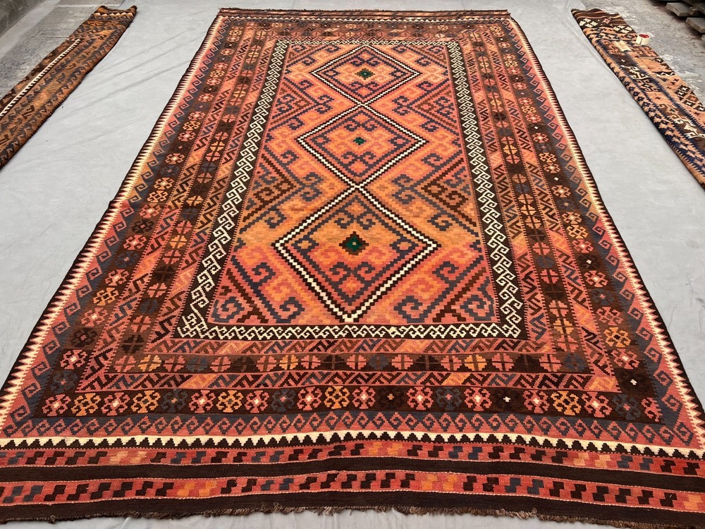 8'1x13'4 ft Vintage Afghan Baluchi Kilim Handwoven Wool Flatweave Rug