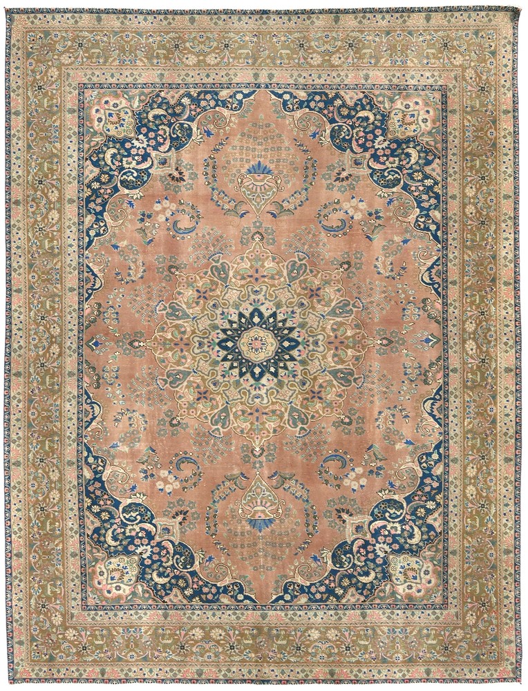 9'5X12'6 ft Stone-Washed Distressed Vintage Oriental Rug Antique Floral Carpet