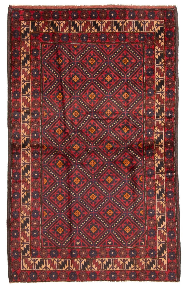 Vintage Hand-Knotted Area Rug 3'10" x 6'2" Traditional Wool Carpet