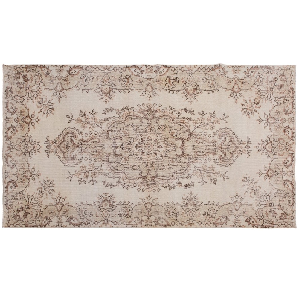 Vintage Turkish Oushak Rug 3.7 x 5.8 ft | 120 x 218 cm, Handmade Wool Rug