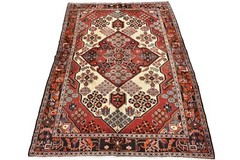Vintage Tribal Rug 4’10” x 6’9” Ivory Wool Hand-Knotted Oriental Carpet