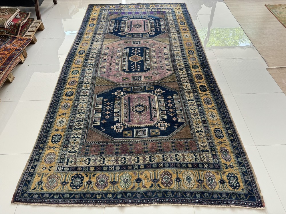 Oriental Hand Knotted Wool Turkish Area Rug, 6x11 Vintage Oushak Carpet