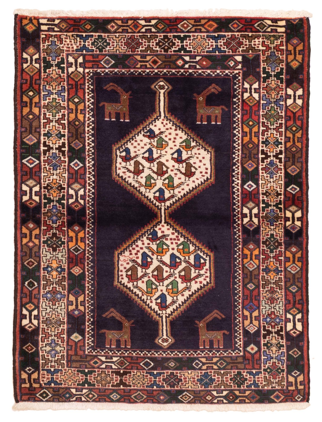 Vintage 3'7" x 4'8" Traditional Hand Knotted Vegetable Dye Wool Area Rug gallery