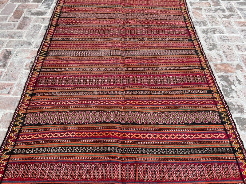 Vintage Mashwani Kilim Rug 5x10 Ft Handmade Afghan Wool Tribal Flatweave Carpet gallery
