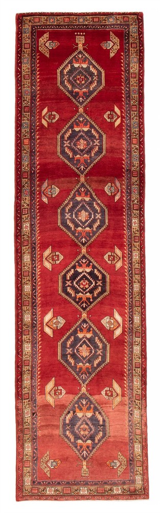 3'5" x 13'0" Vintage Hand-knotted Runner Rug Traditional Oriental Wool Carpet