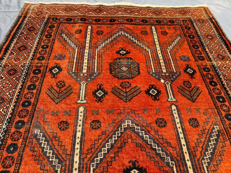Antique Orange Afghan Rug 3'10 x 6'6 ft – Hand Knotted Nomadic Tribal Carpet gallery